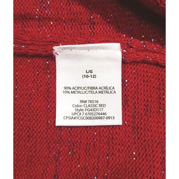 Faded Glory High Mock Neck Shirt Sleeve Sweater Dress Size L 10/12 Red Metallic - Picture 13 of 13